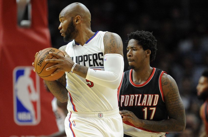 October 13, 2016; Los Angeles, CA, USA; Los Angeles Clippers center Marreese Speights (5) controls the ball against the Portland Trail Blazers during the first half at Staples Center. Mandatory Credit: Gary A. Vasquez-USA TODAY Sports